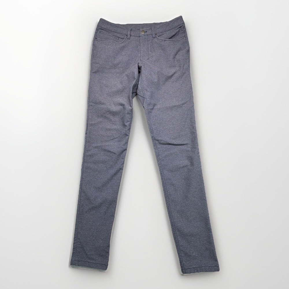 Lululemon Men's 32 Blue Gray Skinny Slim Fit Flat Front Pants Pockets